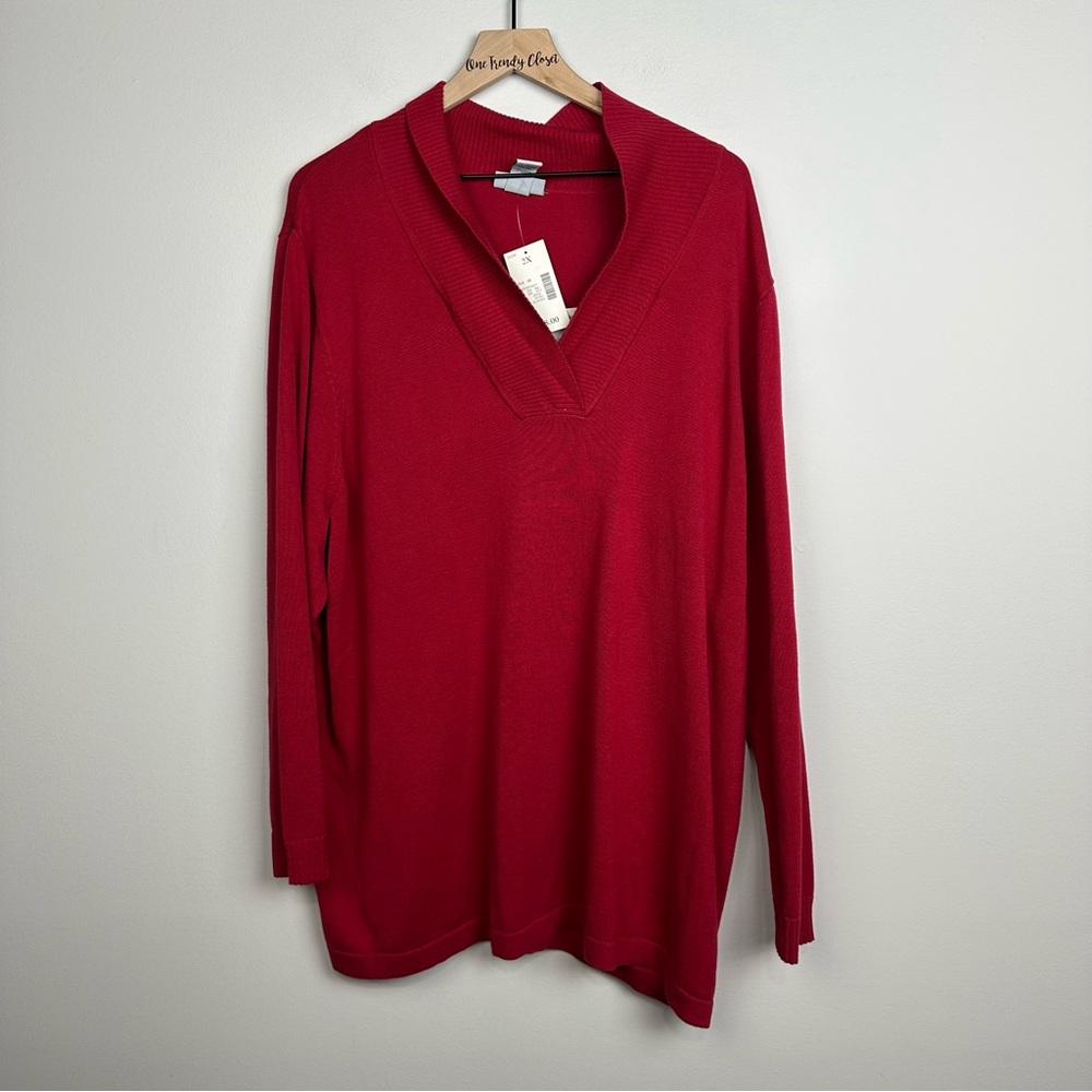 Catherines NWT Bold Red V-Neck Sweater Size 2X